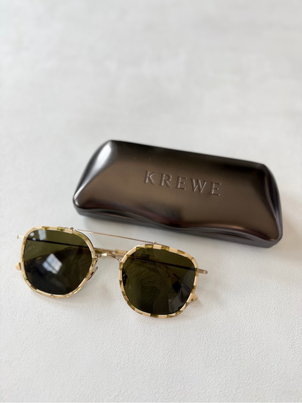 KREWE - Austin Sunnies // Gold Metal Frame Sunglasses with Green Lenses